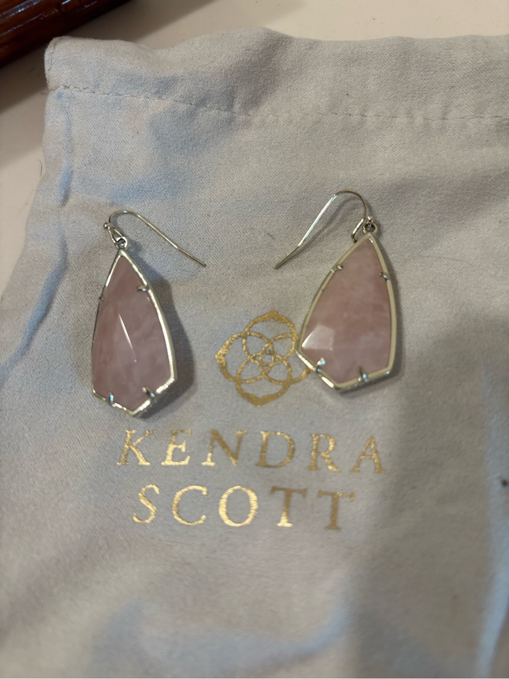 Kendra Scott Rose Quartz Teardrop Earrings in rose gold